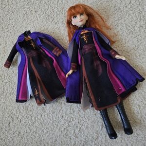 Anna Frozen Purple & Black Doll Outfit with Cape - Red Hair Doll Included